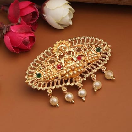 Women Gold-Toned  Green Beaded French Barrette