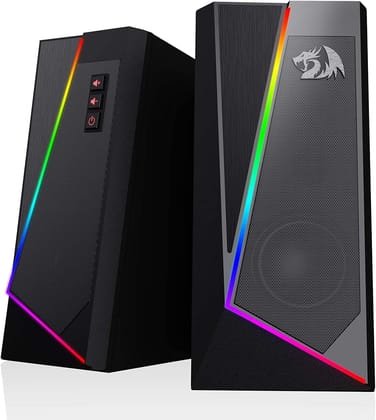Redragon GS520 Anvil RGB Desktop Speakers, 2.0 Channel PC Computer Stereo Speaker with 6 Colorful LED Modes, Enhanced Sound and Easy-Access Volume Control, USB Powered w/ 3.5mm Cable Redragon GS520 Anvil RGB Desktop Speakers, 2.0 Channel PC Computer Ster