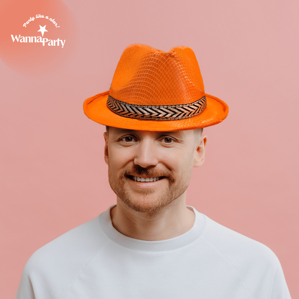 Fedora Hat Neon Orange
