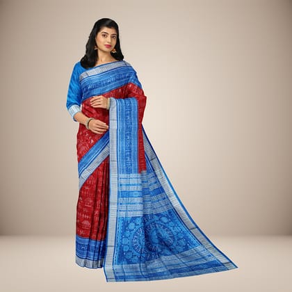 Tribal Motifs Sambalpuri Silk Saree