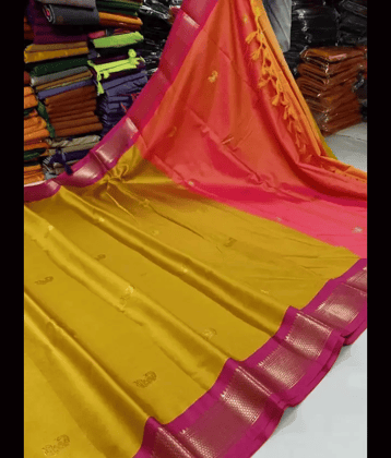 VEERAIVA Cotton Silk Woven Paithani Sarees With Stitched Blouse ( Yellow )