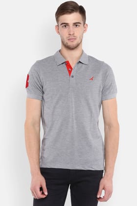 Men's Polo Collar T-Shirt - Grey Melange-Small / Grey Melange