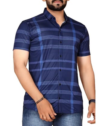 FABRIPPLE Cotton Blend Regular Fit Checks Half Sleeves Men's Casual Shirt - Blue ( Pack of 1 )
