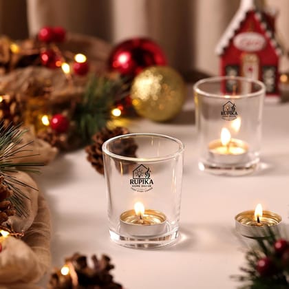 RUPIKA | Pure Source India Glass Tealight Candle Holders | Decorative Votive Cups for Home D�cor, Weddings, Festivals, Spa & Meditation Spaces