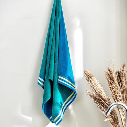 DDECOR - Zest Collection 100% Cotton Bomboo Plains And Textures Pattern 500TC Bath Towel |75 CM X 150 CM| - Blue