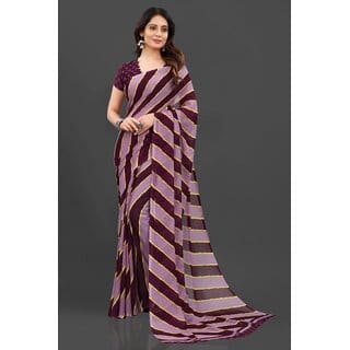 Multicolour Pure Georgette Printed Saree With Blouse Piece