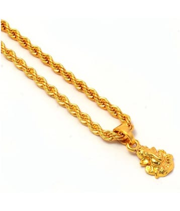 Jewar Mandi Lord Ganesh Ji Gold Plated Locket/Pendant with Rope/Rassi Chain Daily use for Men, Women & Girls, Boys