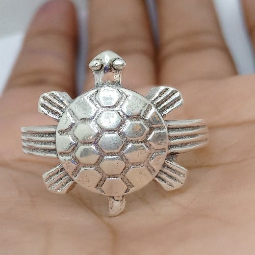 Turtel Ring 916percent Pure Silver R-5