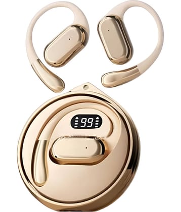 COREGENIX D88 OWS Open Ear TWS Earbuds | 45 Hrs of Playtime | Bluetooth v5.4 with AI-ENC | Skin Friendly Ear Hook | Environmental Awareness | 45ms Low Latency Gaming | IPX5 Water & Sweat Resistant | Beige