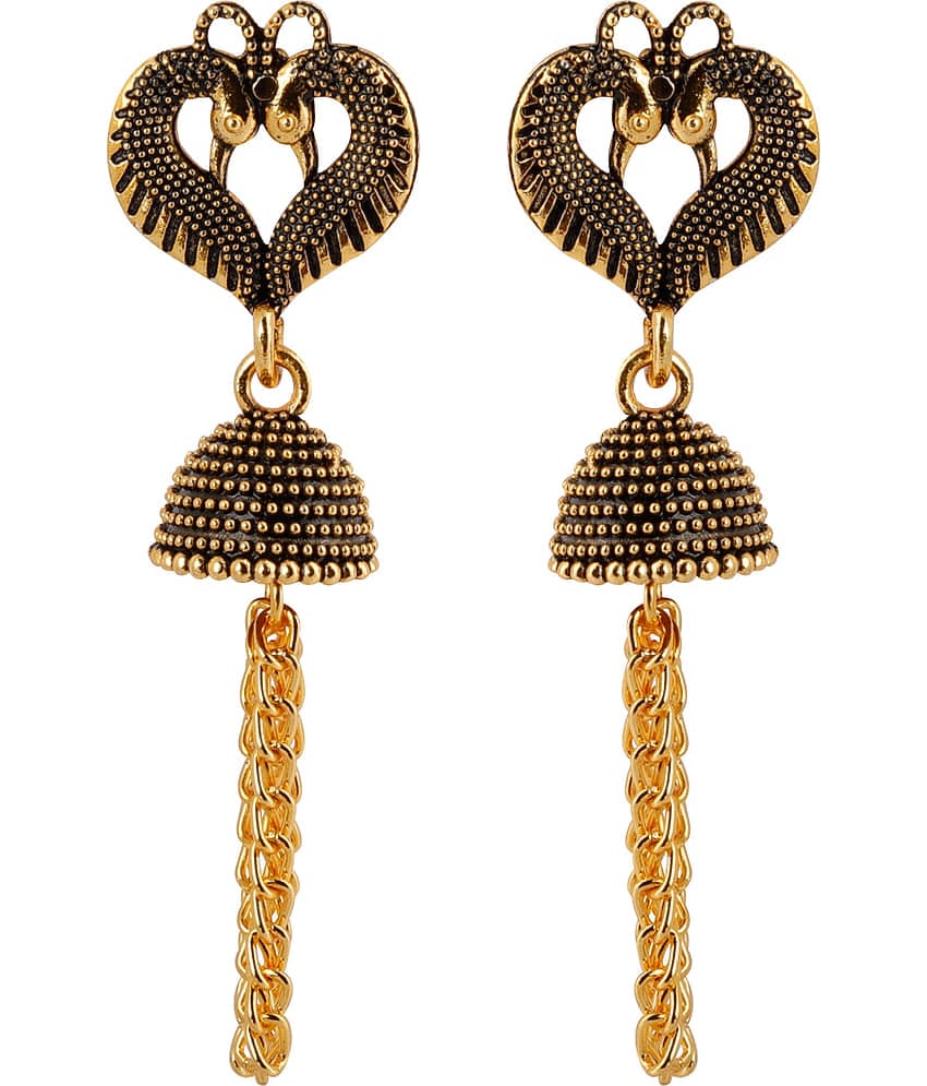 SILVER SHINE  Beautiful Peacock Heart Shape Tassel Dangler Earrings for Women