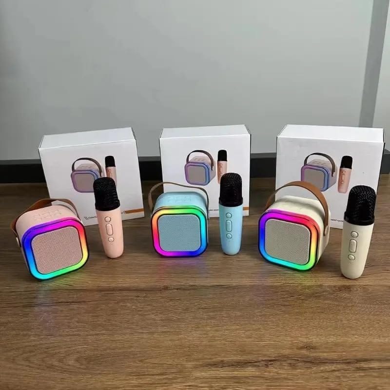 Wireless Karaoke Speaker with Intelligent Noise Reduction and Omnidirectional Sound with Colourful Light Effect (Square)