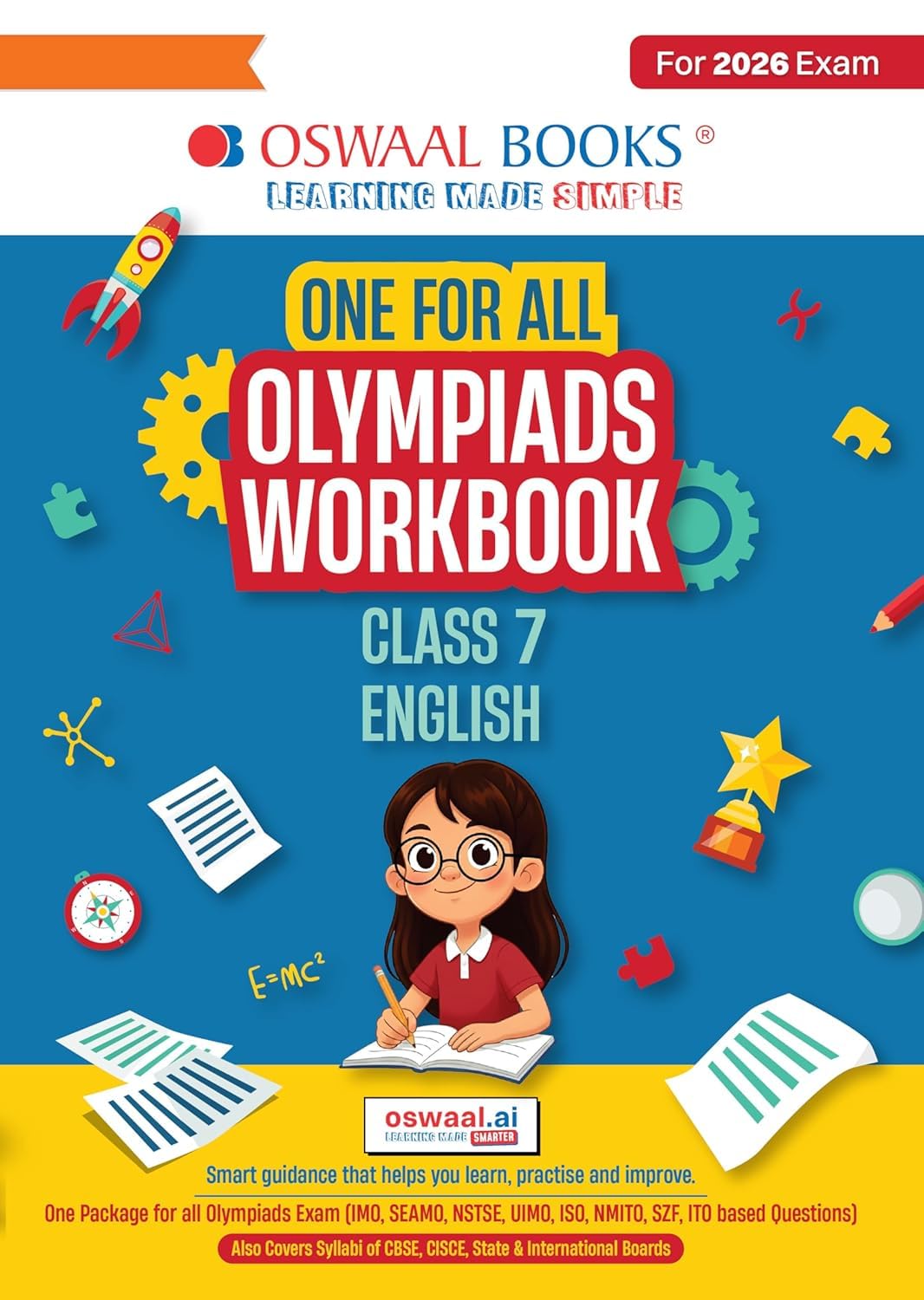 Work book English class 7 one for all Olympiads Oswaal Books For 2026 Exam