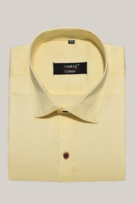 Cotton Tanmay Light Yellow Color Formal Shirt for Men's-M (38 Inch) (97 CM) / Full