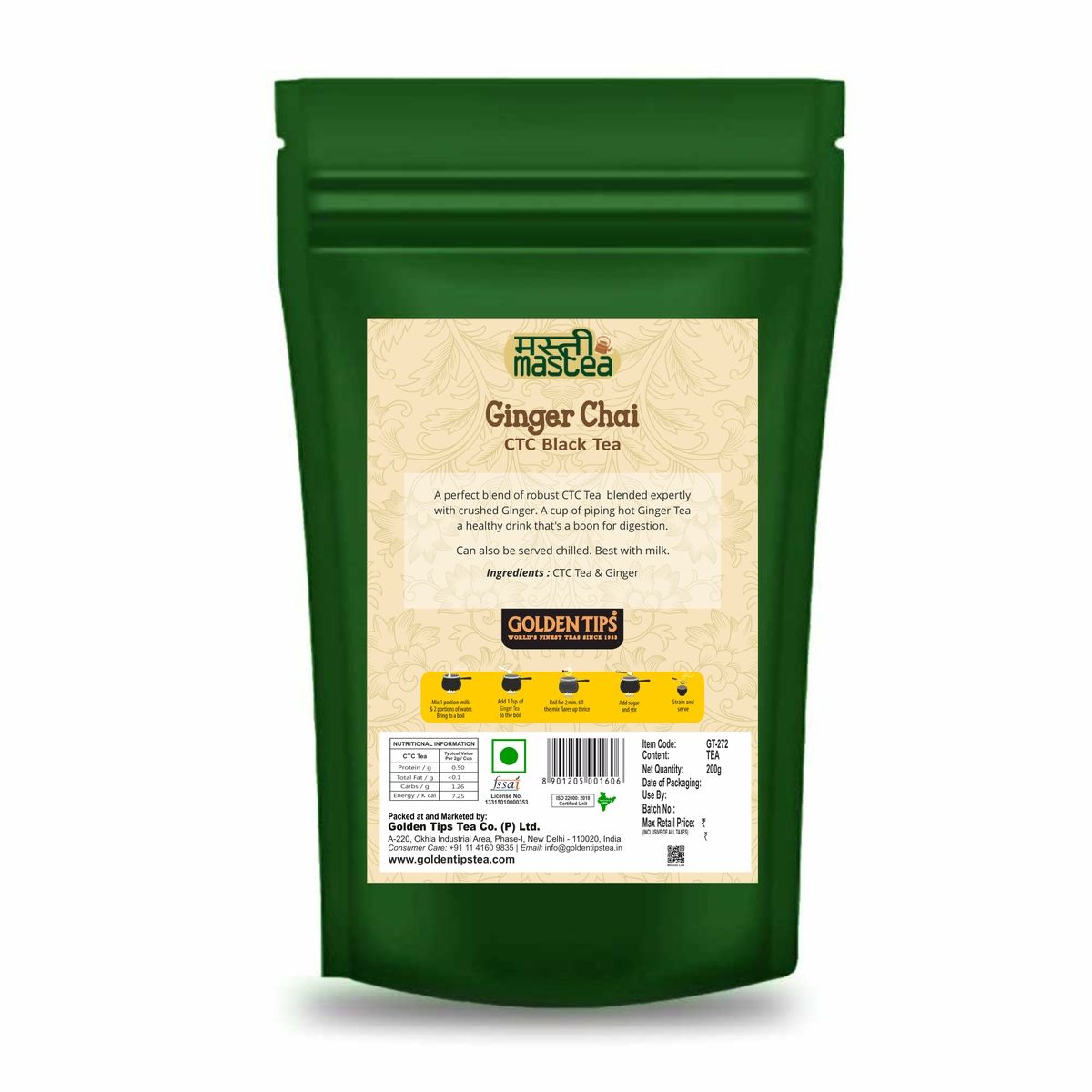 Golden Tips Ginger Chai CTC Black Tea (200 gram)
