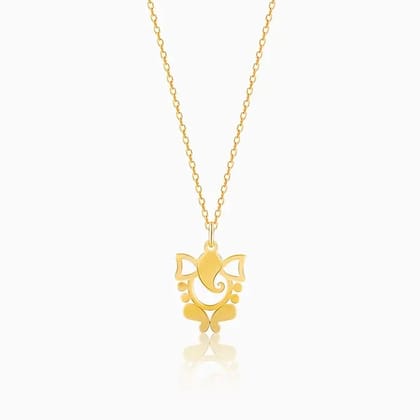 Golden Ganapati Silhouette Pendant with Link Chain