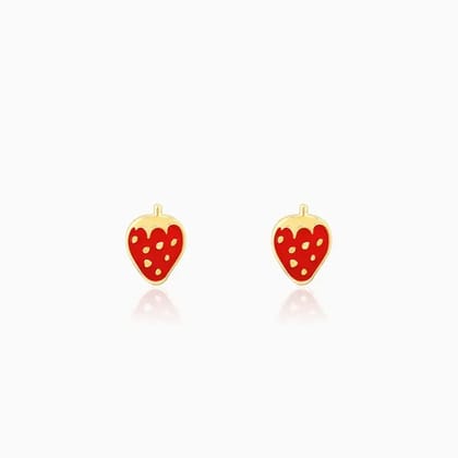 Golden Cute Strawberry Kids Earrings (4-12 yrs)