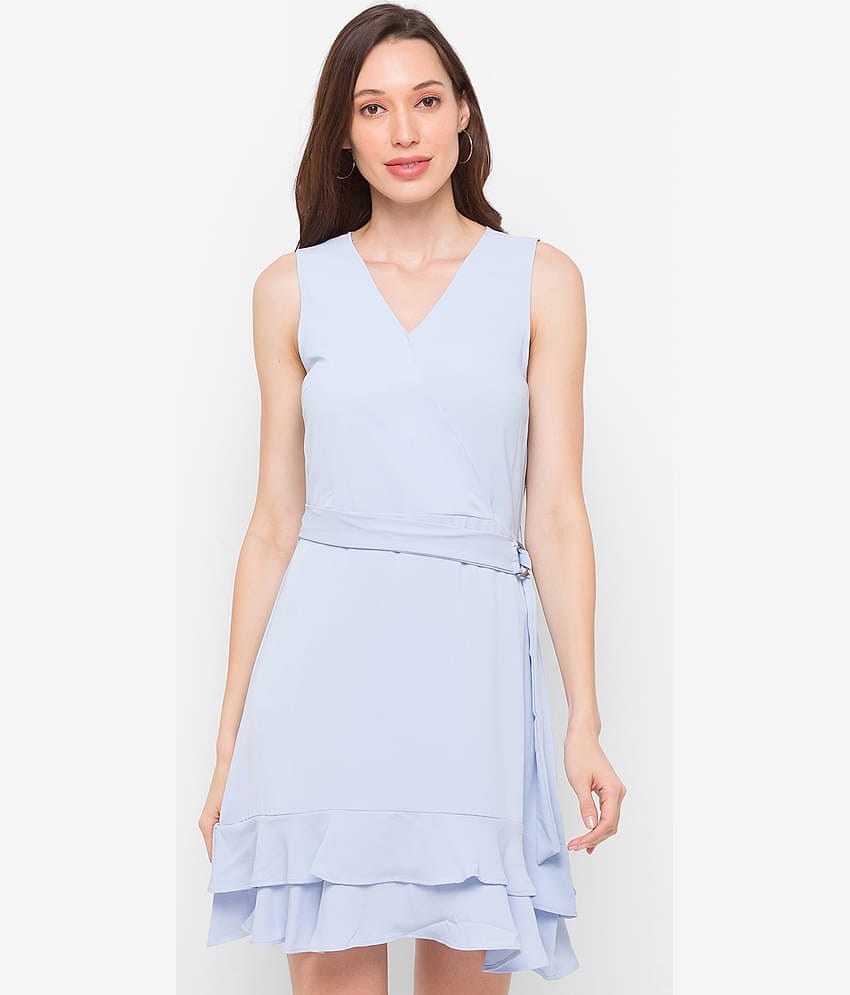 Globus - Blue Cotton Blend Women's Fit And Flare Dress ( Pack of 1 )