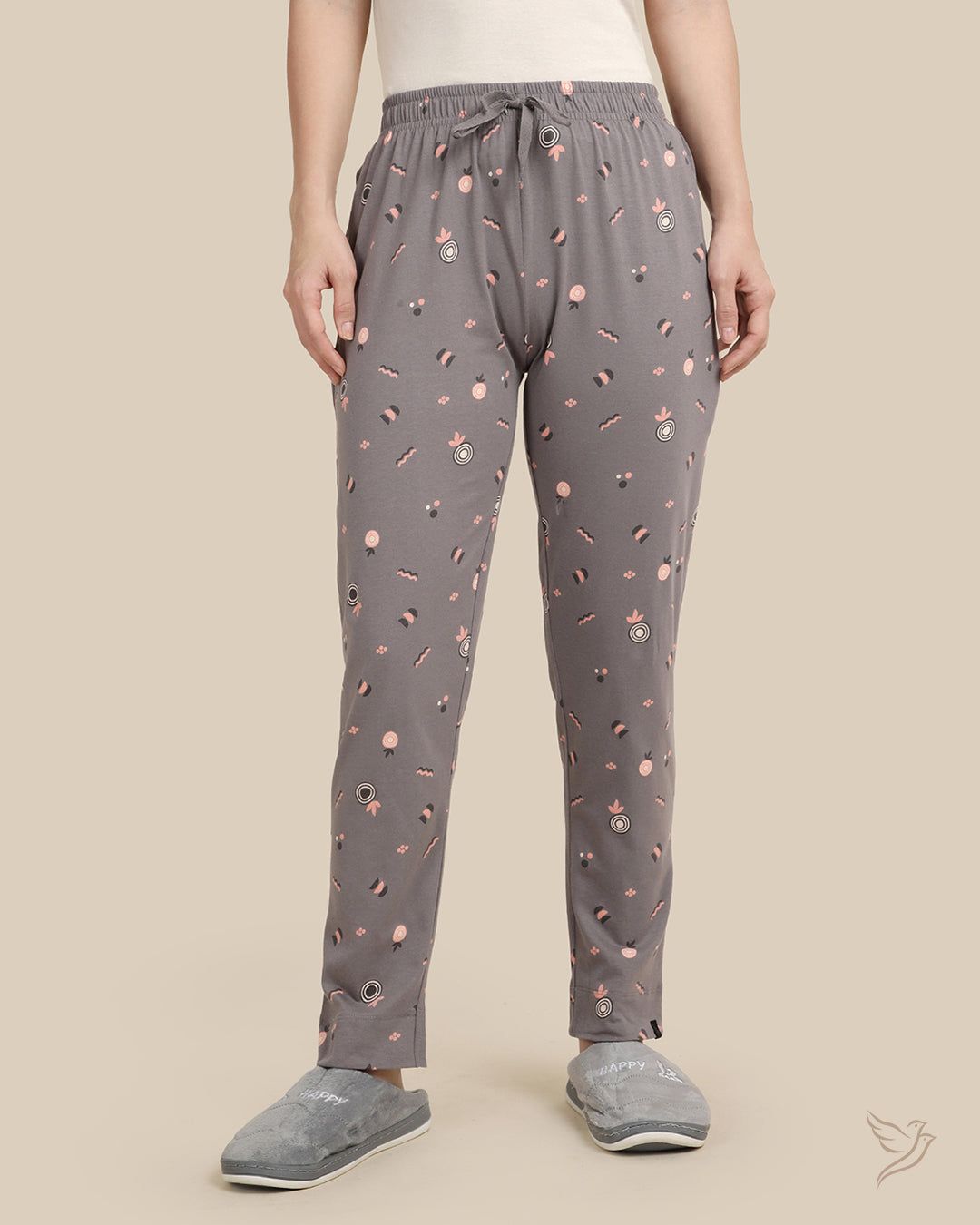 Printed Night Pant - Grey-XS / Grey