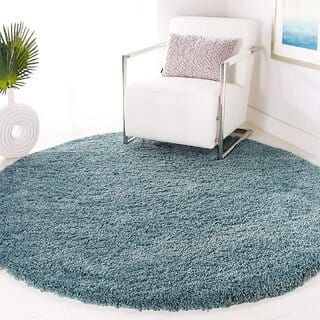 GALLERY HOME Silky Smooth Anti-Skid Shaggy Round Carpet with 2 inch Thickness (5 x 5 Round, Blue S3)
