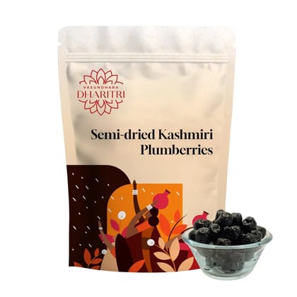 VASUNDHARA DHARITRI Semi-dried Kashmiri Plumberries 500gms, Naturally Dried Prunes, High in Vitamins & Fibers, Improves Digestion, Boosts Bone & Heart Health, Guilt-free Juicy Snacks for Heal