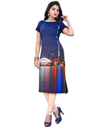AK FASHION MALL Pack of 1 Crepe Printed Straight Women's Kurti - ( Multicolor )