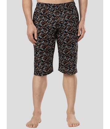 Zeffit - Black Cotton Men's Three-Fourths ( Pack of 1 )