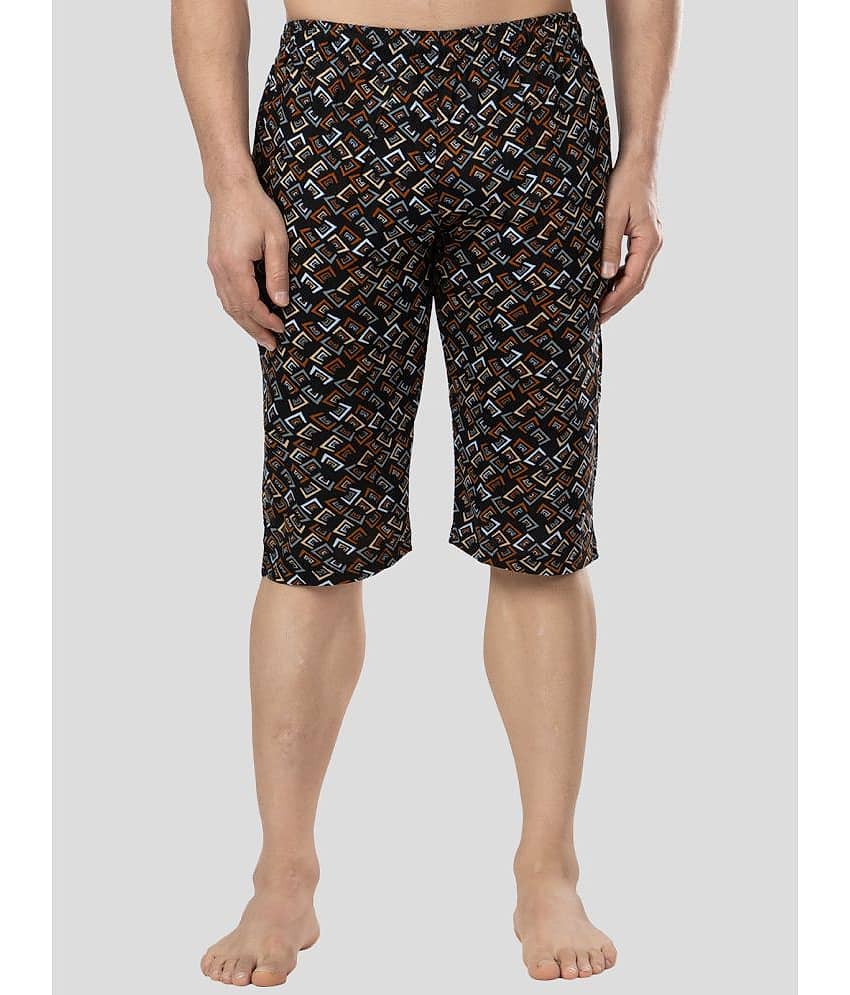 Zeffit - Black Cotton Men's Three-Fourths ( Pack of 1 )