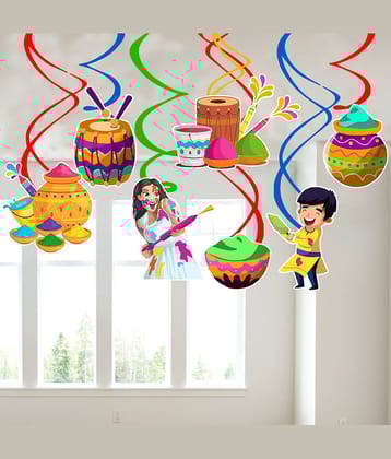 Zyozi ® Holi Decoration Swirls Hanging, Holi Hanging Swirls For Party, Holi Decorations Items - Swirls Decorations For Holi (Pack Of 7)
