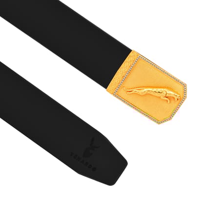 Luxe Gold Diamond Buckle Leather Belt For Men