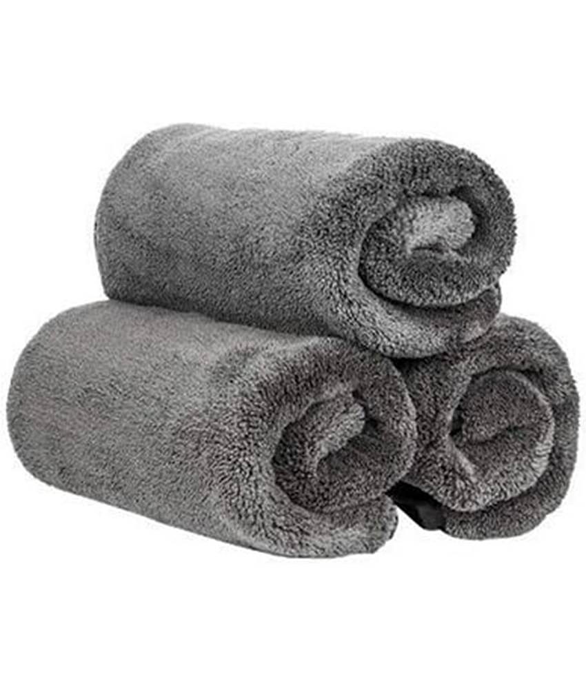 Caronix Grey 600 GSM Microfiber Cloth For Automobile ( Pack of 3 )