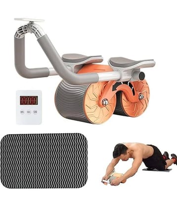 Automatic Rebound Abdominal Wheel, Ab Roller With Elbow Support, Ab Wheel Roller With Knee Mat, 2 In 1 Ab Roller Wheel & Plank Trainer For Core Strength Training Home Gym Fitness (Orange) Pack of 1