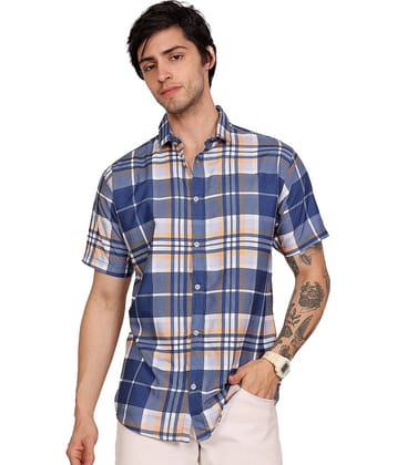 Leotude Cotton Blend Regular Fit Printed Half Sleeves Men's Casual Shirt - Blue ( Pack of 1 )