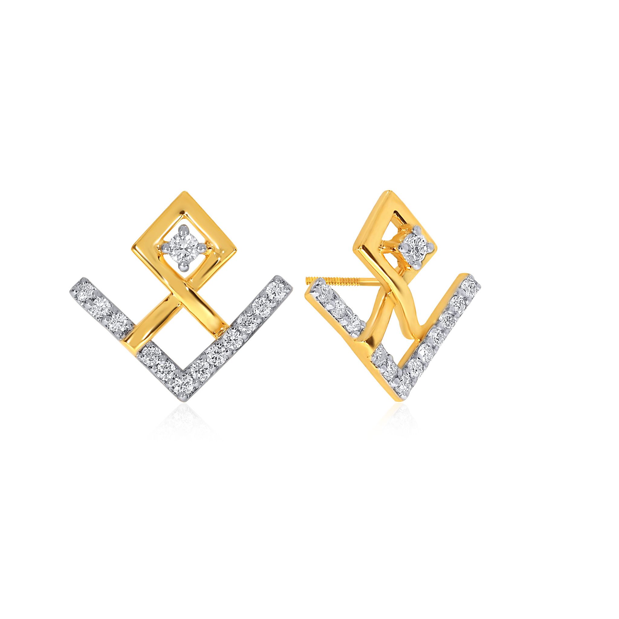 Senco Gold Sweet Heart's Desire Diamond Studs (1.1 gram / 0.16 Ct / HI-SI / 18K Yellow Gold)