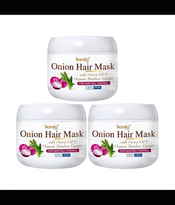 KURAIY Onion Hair Mask With Onion Oil & Organic Bamboo For Hair Fall Control 200g Pack Of 3
