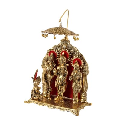 DreamKraft Antique Gold Plated Ram Darbar Statue Idol Showpiece(25.4 cm x 21.59 cm, Gold, Red)