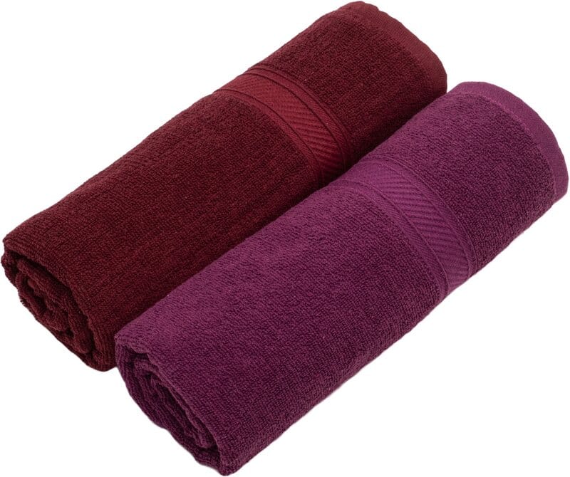 Furnofy Cotton 450 GSM Bath Towel Merun, Magenta (Pack Of 2)