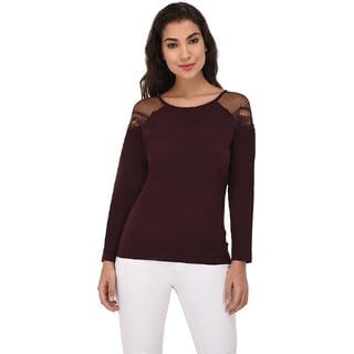 Purys Women Maroon Solid Regular Top