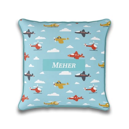 Airplane Skies Cushion Cover (kids)-Airplane Skies Blue Skies / 16 Inches / Satin