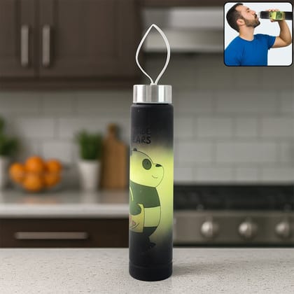 Cute Cartoon Printed Plastic Water Bottle (300 ML / 1 Pc)_assorted colour