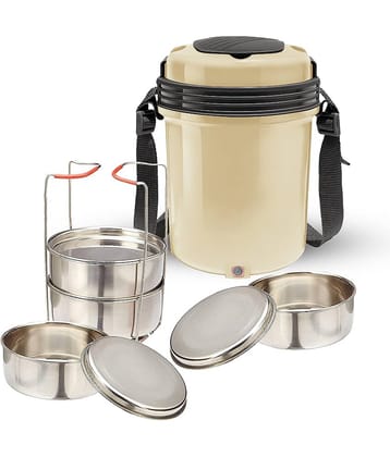 Milton New Electron Stainless Steel Tiffin Box Set of 4, 360 ml, Ivory