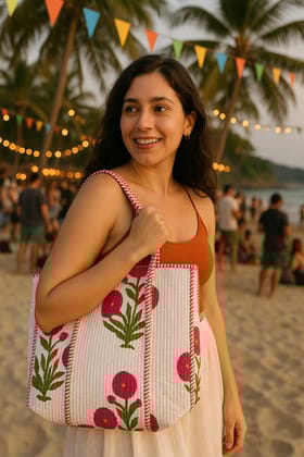 Calming Pink Flower Tote