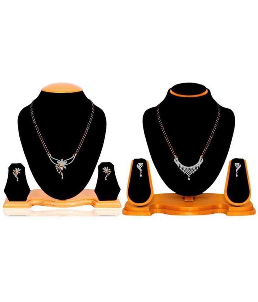Navya Collection Gold Plated American Diamond Latest Design Mangalsutra Set Combo For Woman pack of 2