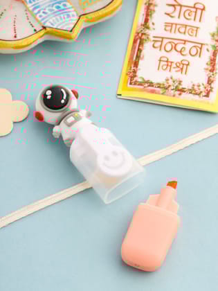 NVR Kids Sketch Pen Designer Assorted Thread Rakhi with Roli Chawal Chandan & Mishri-One Size / Peach