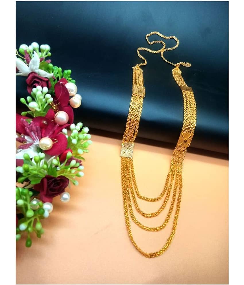 shankh-kriva Gold Plated Designer 4 Layer Necklace For Women or Girl-100520