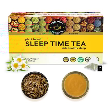 TEACURRY Sleep Tea (1 Month Pack | 30 Tea Bags) - Helps with Insomnia, Snoring and Stress - Sleep Time Tea