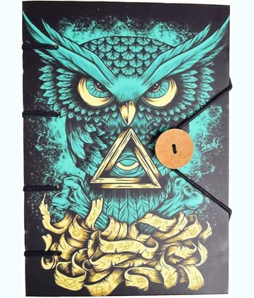 100 % Handmade Recycled Cotton Paper Diary In Owl Print A5 Diary