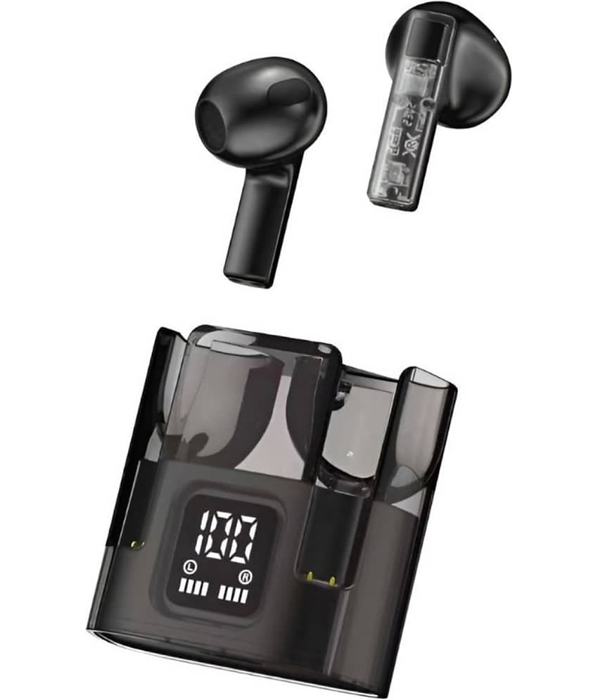VERONIC Transparent Design Bluetooth True Wireless (TWS) In Ear 24 Hours Playback Powerfull bass,Fast charging IPX4(Splash & Sweat Proof) Black
