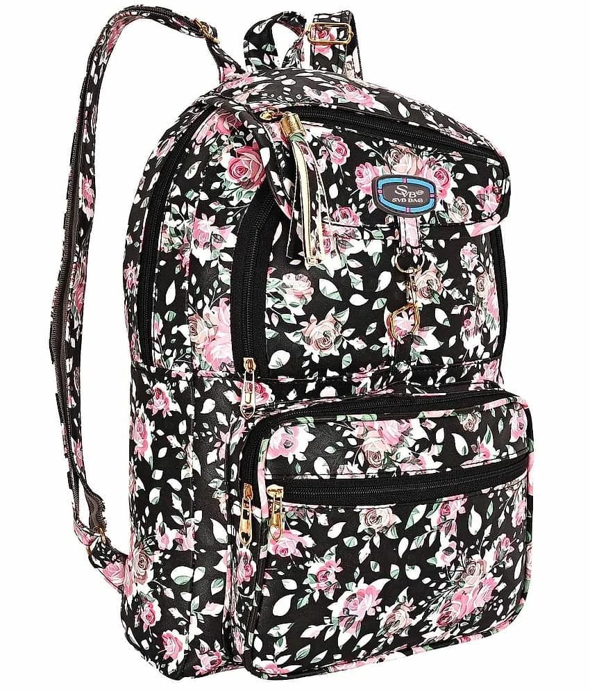 SVB BAG 30 Ltrs Faux Leather Backpack *For Women ( Black ) - Black