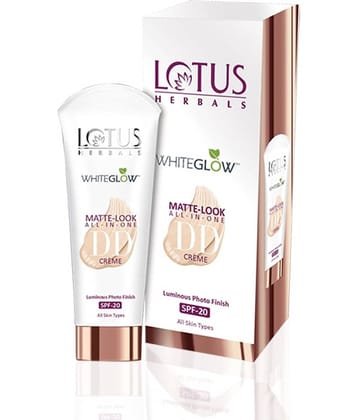 Lotus Herbals Whiteglow Matte Look All In One Dd Cream , Natural Beige Spf 20, All Skin Types, 50G