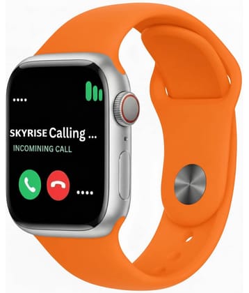 SKYRISE Limited Edition Smartwatch | Heart Rate | Steps | Wireless Charging Smartwatch (Orange Strap, 2.09 Inch Big Sunlight Proof Display)